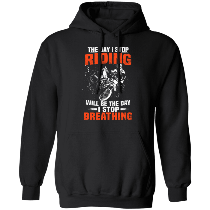 CustomCat Gosszy - The Day I Stop Riding Apparel G185 Pullover Hoodie 8 oz. / Black / S