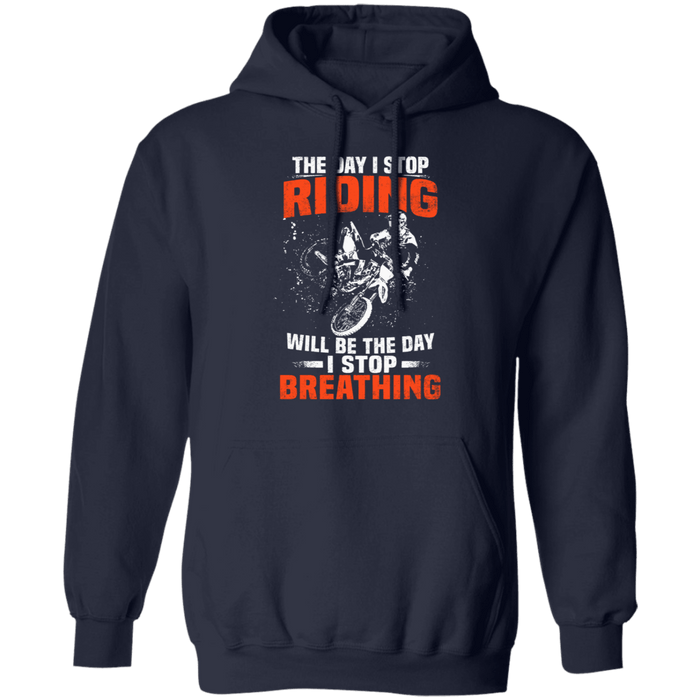 CustomCat Gosszy - The Day I Stop Riding Apparel G185 Pullover Hoodie 8 oz. / Navy / S