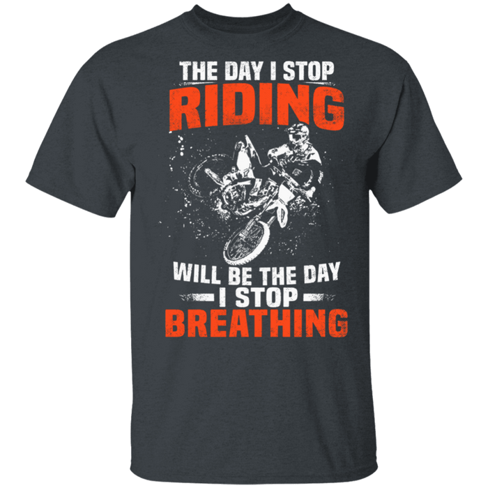 CustomCat Gosszy - The Day I Stop Riding Apparel G500 5.3 oz. T-Shirt / Dark Heather / S