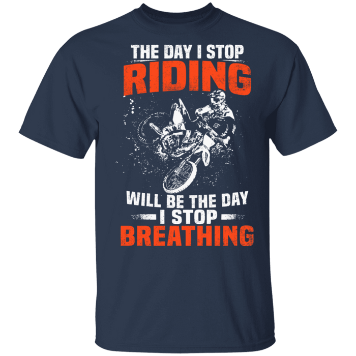 CustomCat Gosszy - The Day I Stop Riding Apparel G500 5.3 oz. T-Shirt / Navy / S