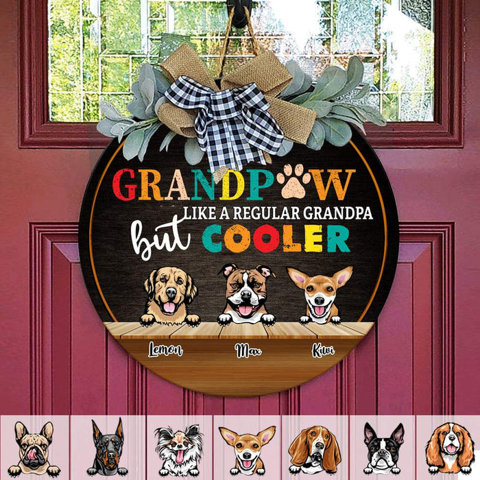 Gosszy GrandPaw Like a Regular Grandpa But Cooler Wood Door Sign, Dog Lover Gift Flower Door Sign 12 Inch