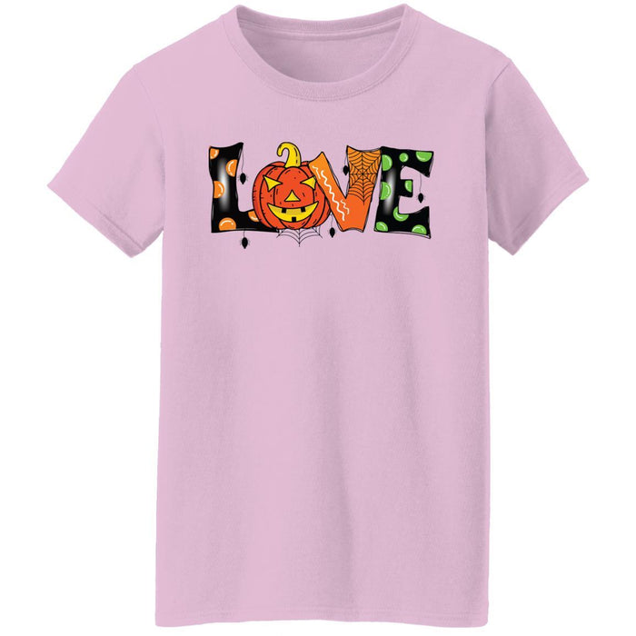 CustomCat Halloween Love Shirt, Funny Halloween Apparel G500L Ladies' 5.3 oz. T-Shirt / Light Pink / S