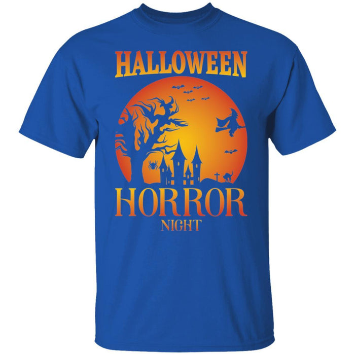 CustomCat Halloween T-shirt, Silhouette Horror Night, Happy Halloween Tshirt Basic T-Shirt / Royal / S