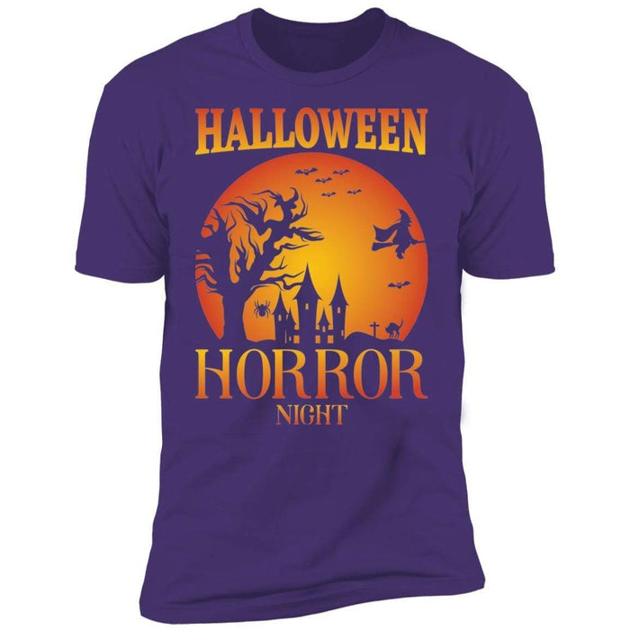 CustomCat Halloween T-shirt, Silhouette Horror Night, Happy Halloween Tshirt Premium T-Shirt / Purple / X-Small