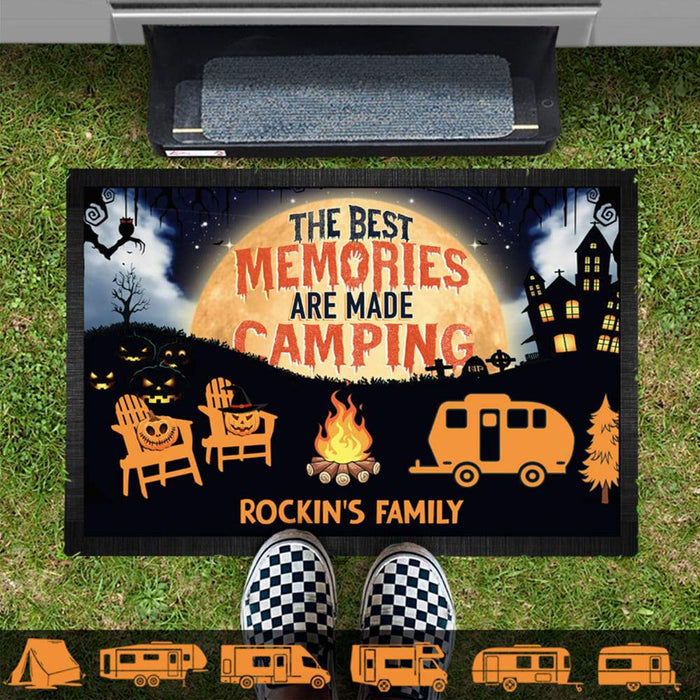 Gosszy Halloween The Best Memories Are Made Camping Doormat, Camping Gift, Custom RV Camping Doormat 18x28in-45x70cm
