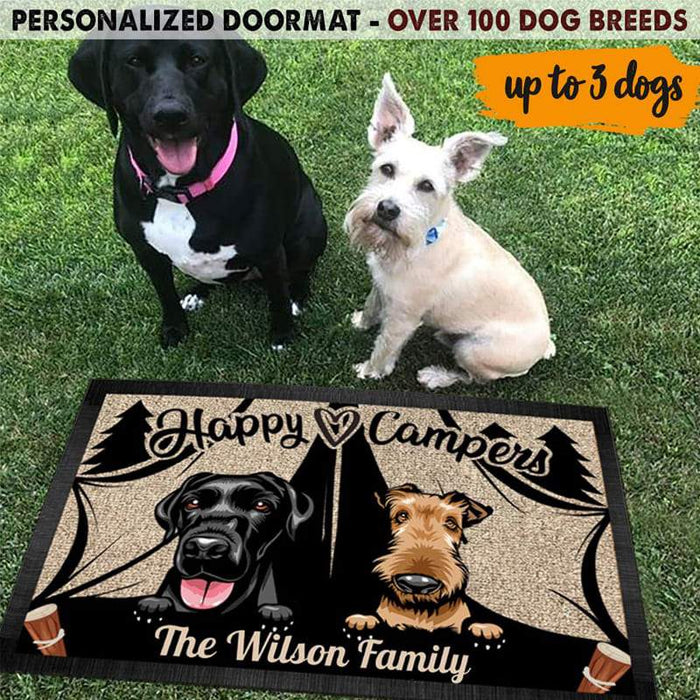 Gosszy Happy Camper Dog Doormat, Dog Lover Gift, Camping Gift Doormat