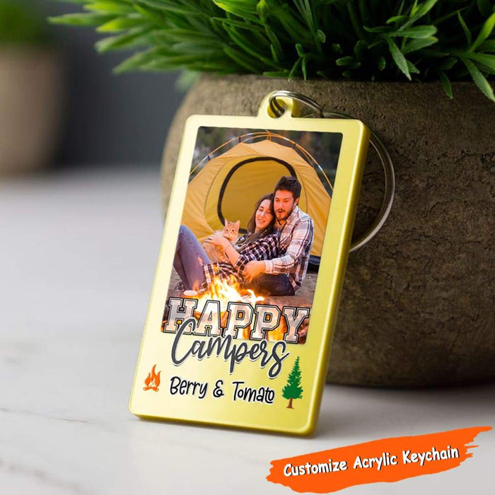 Gosszy Happy Camper Vintage Camping, Upload Photo Acrylic Keychain, Camping Gift Rectangle Keychain Acrylic 6 Pieces / 6 Cm H x 4cm W