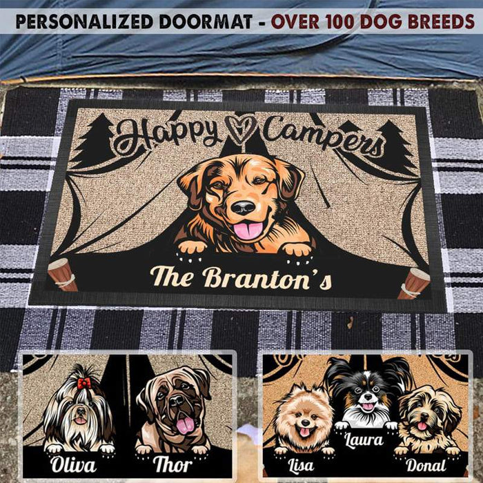 Gosszy Happy Campers Doormat, Dog Lover Gift, Camping Gift Doormat