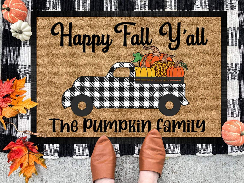 Gosszy Happy Fall Y'all Old Truck Doormat, Gift For Fall Lover Doormat