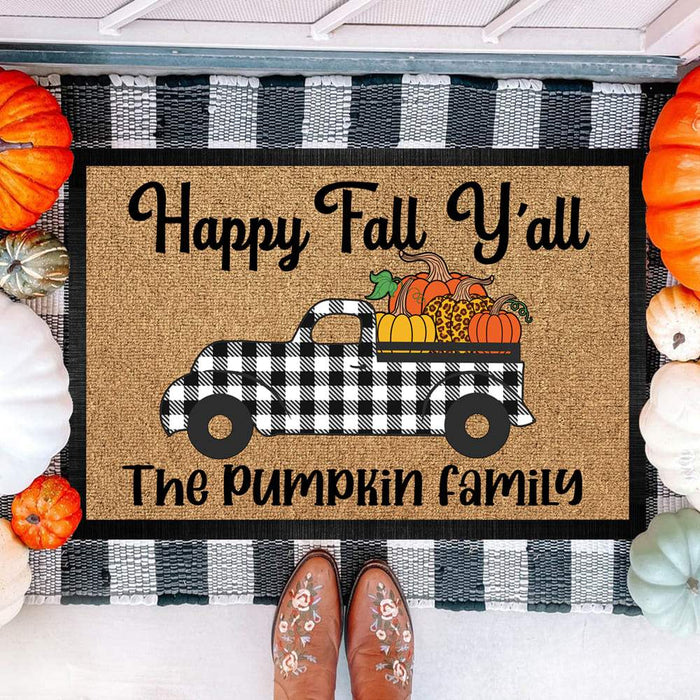 Gosszy Happy Fall Y'all Old Truck Doormat, Gift For Fall Lover Doormat
