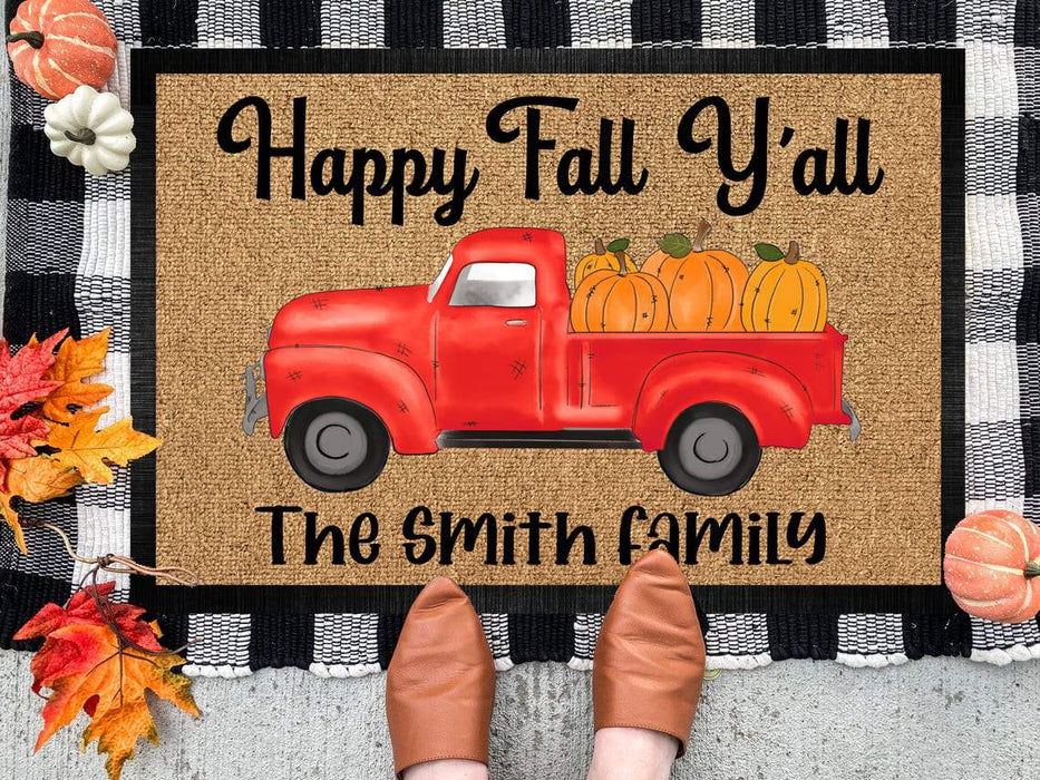 Gosszy Happy Fall Y'all Old Truck Doormat, Gift For Fall Lover Doormat
