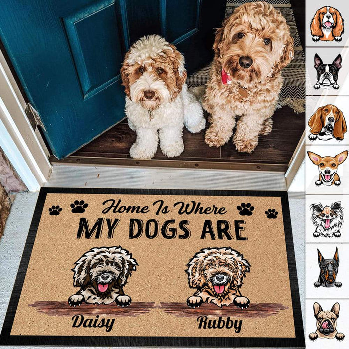 Gosszy Home is Where My Dogs Are Doormat, Dog Lover Gift, Welcome Mats Doormat 18" x 28"