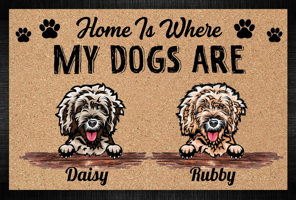 Gosszy Home is Where My Dogs Are Doormat, Dog Lover Gift, Welcome Mats Doormat