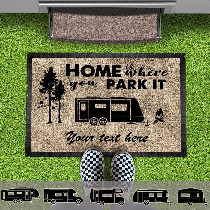 Gosszy Home Is Where You Park It Doormat, Outdoor Mat RV Camper, Camping Gift Doormat 15x24in-40x60cm