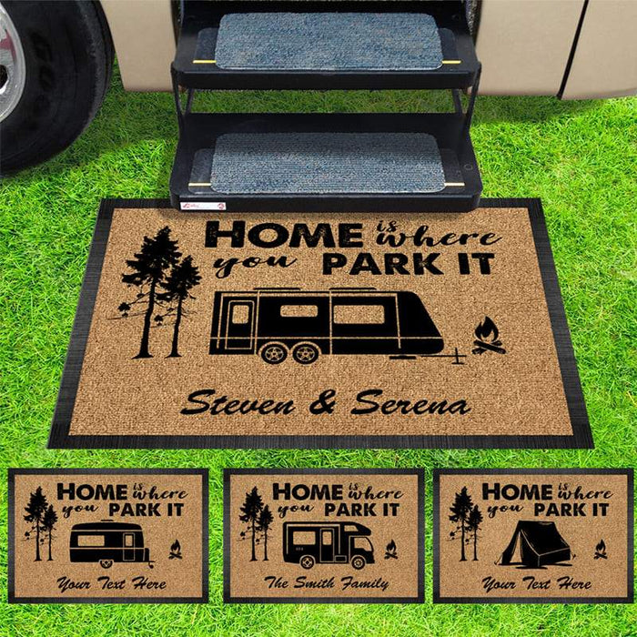 Gosszy Home Is Where You Park It Doormat, Outdoor Mat RV Camper, Camping Gift Doormat