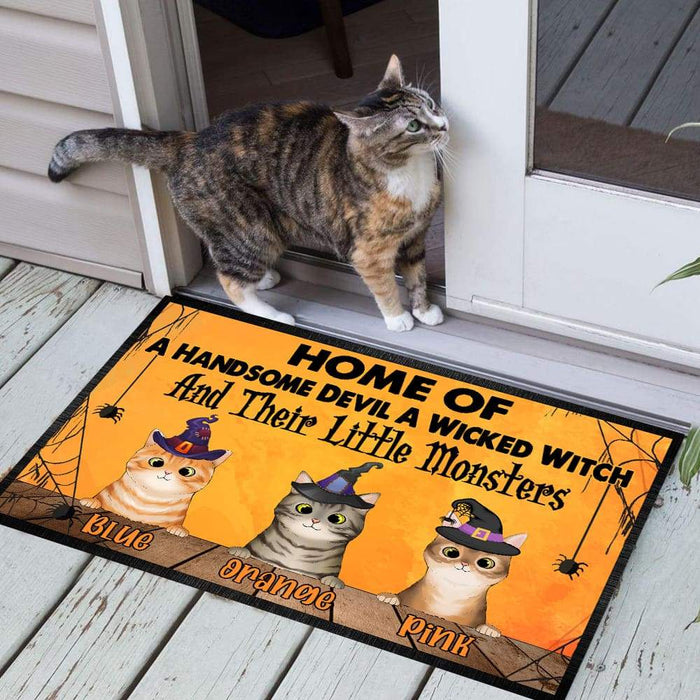 Gosszy Home Of A Handsome Devil A Wicked Witch Cat Doormat, Cat Lover Gift Doormat 15x24in-40x60cm