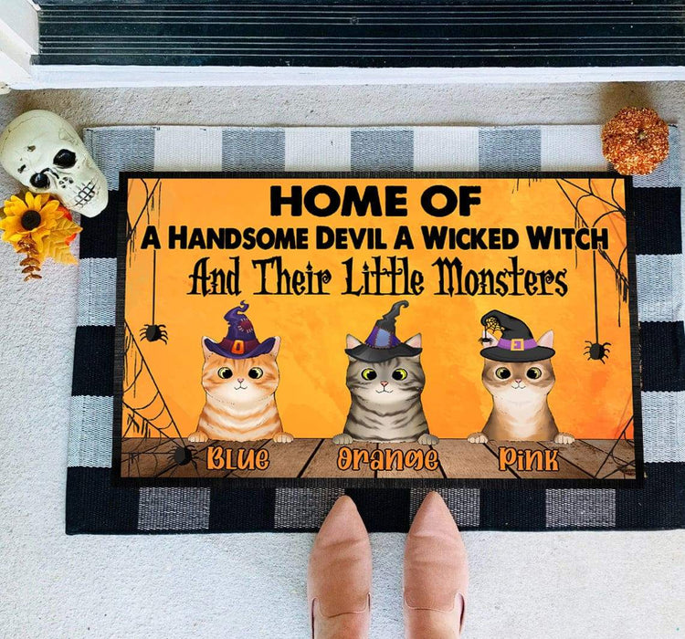 Gosszy Home Of A Handsome Devil A Wicked Witch Cat Doormat, Cat Lover Gift Doormat