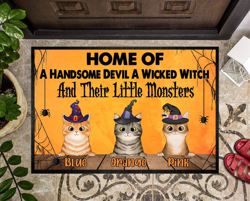 Gosszy Home Of A Handsome Devil A Wicked Witch Cat Doormat, Cat Lover Gift Doormat
