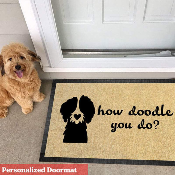 Gosszy How Doodle You Do Dog Doormat, Dog Lover Gift Doormat 15" x 24" / Top: Non-Woven Fabric