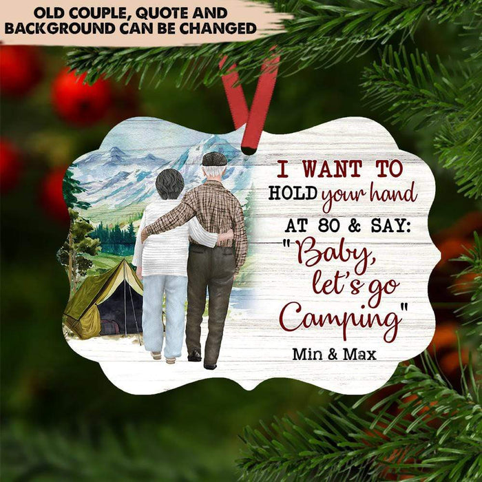 Gosszy I Want To Hold Your Hand At 80 Ornament, Camping Gift, Couple Gift, Christmas Gift Ornament MDF / One Size / Rectangle