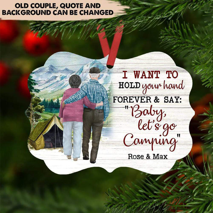 Gosszy I Want To Hold Your Hand At 80 Ornament, Camping Gift, Couple Gift, Christmas Gift Ornament MDF / One Size / Rectangle