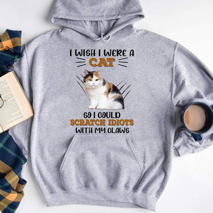 Gosszy I Wish I Were A Cat Shirt, Cat Lover Gift Tshirt Pullover Hoodie / Sport Grey Color / S