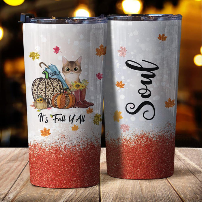 Gosszy It's Fall Y'all Cat Breeds Tumbler, Gif For Autumn, Gif For Season, Best Friend Gifts, Family Gifts Tumbler 20 oz
