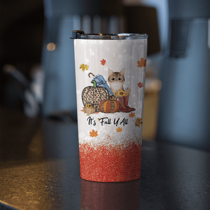 Gosszy It's Fall Y'all Cat Breeds Tumbler, Gif For Autumn, Gif For Season, Best Friend Gifts, Family Gifts Tumbler 20 oz