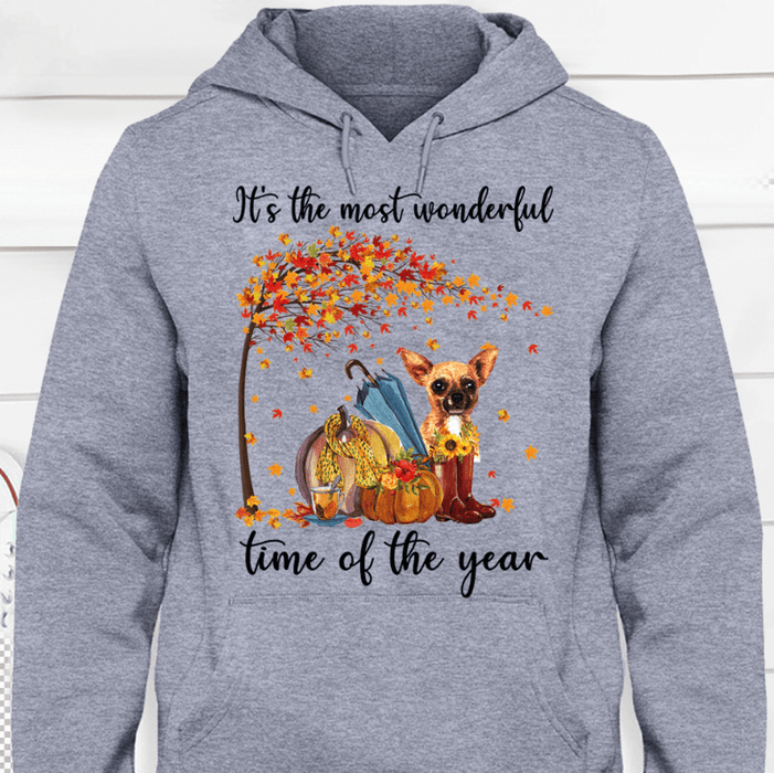 Gosszy It's The Most Wonderful Time Of The Year Tshirt, Dog Lover Gift, Gift For Autumn Lover Tshirt Pullover Hoodie / Sport Grey Color / S
