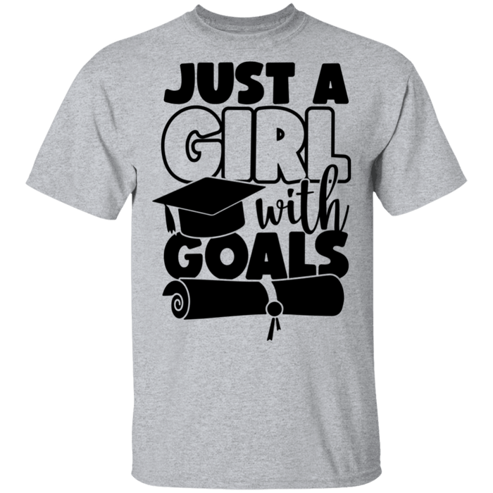 CustomCat Just a girl with Goal, graduation shirt, Senior Gift Apparel G500 5.3 oz. T-Shirt / Sport Grey / S