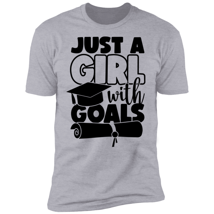 CustomCat Just a girl with Goal, graduation shirt, Senior Gift Apparel Z61 Premium Short Sleeve T-Shirt / Heather Grey / X-Small