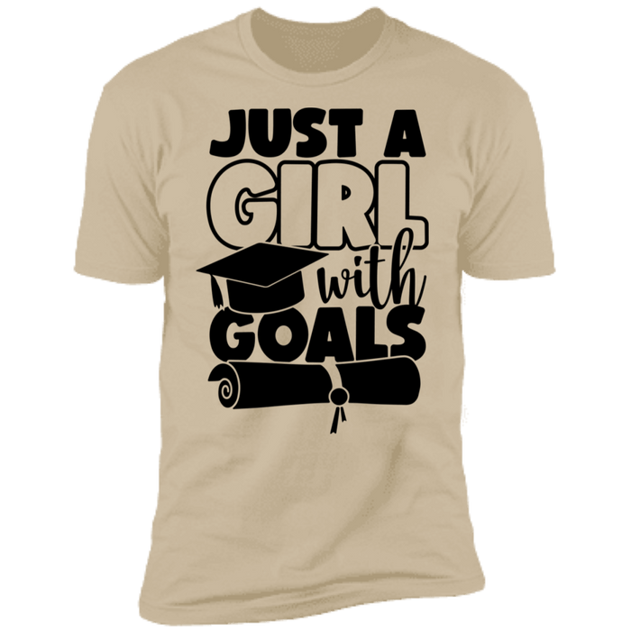 CustomCat Just a girl with Goal, graduation shirt, Senior Gift Apparel Z61 Premium Short Sleeve T-Shirt / Sand / X-Small