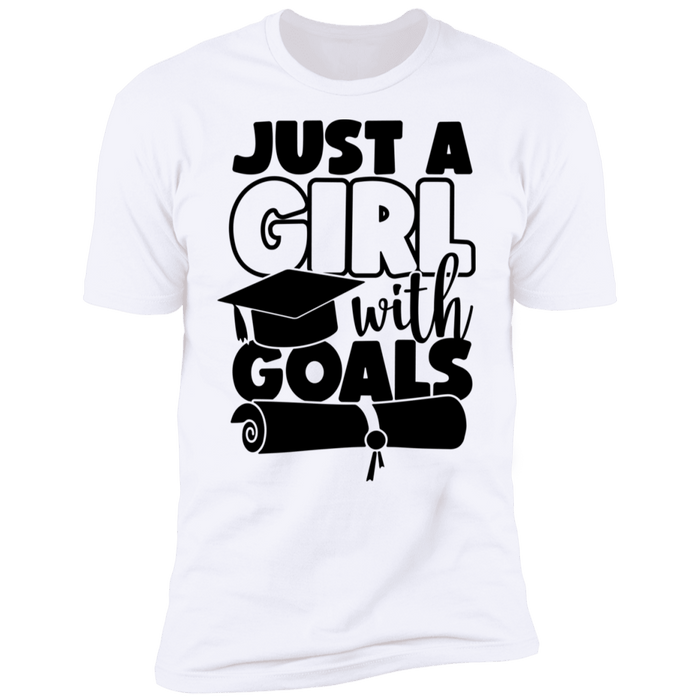 CustomCat Just a girl with Goal, graduation shirt, Senior Gift Apparel Z61 Premium Short Sleeve T-Shirt / White / X-Small