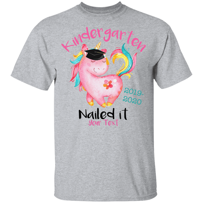 CustomCat Kindergarten Nailed it Tshirt, Graduation Day, Senior Gift Apparel G500B Youth 5.3 oz 100% Cotton T-Shirt / Sport Grey / YXS