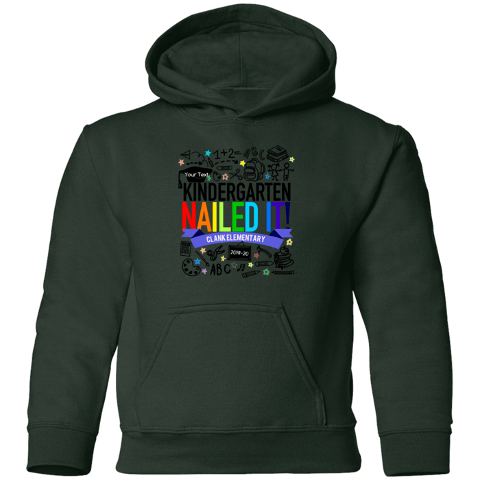 CustomCat Kindergarten Nailed it Ver 2 Tshirt, Graduation Day, Senior Gift Apparel G185B Youth Pullover Hoodie / Forest Green / YS