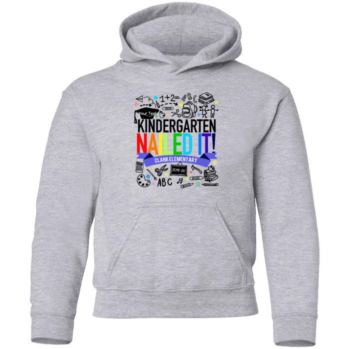 CustomCat Kindergarten Nailed it Ver 2 Tshirt, Graduation Day, Senior Gift Apparel G185B Youth Pullover Hoodie / Sport Grey / YS