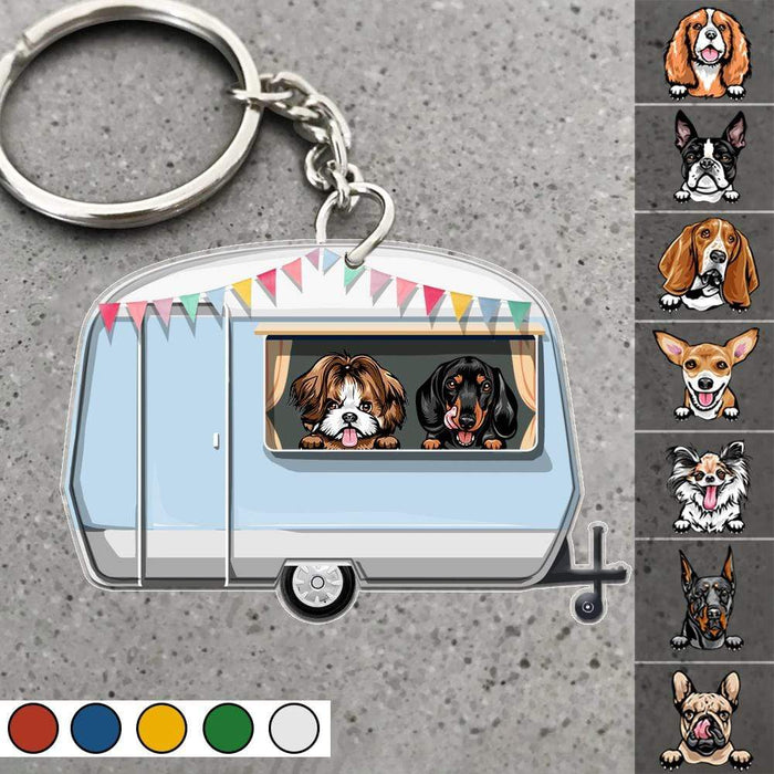 Gosszy License Plate Hippie Vintage Van Dog Camping Acrylic Keychain, Dog Lover Gift Keychain Acrylic