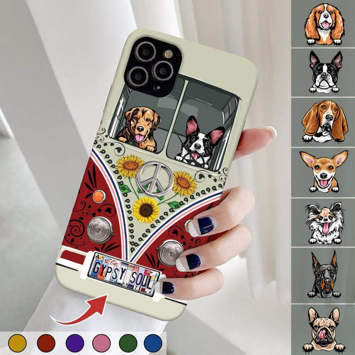 Gosszy License Plate Hippie Vintage Van Dog, Dog Lover Gift, Hippie Lover Gift, Phone Case Phone Case PC