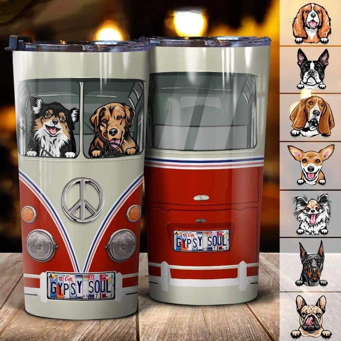Gosszy Licensed Plate Vintage Camping Van, Dog Lover Gift, Hippie Lover Gift, Tumbler Tumbler 20 oz