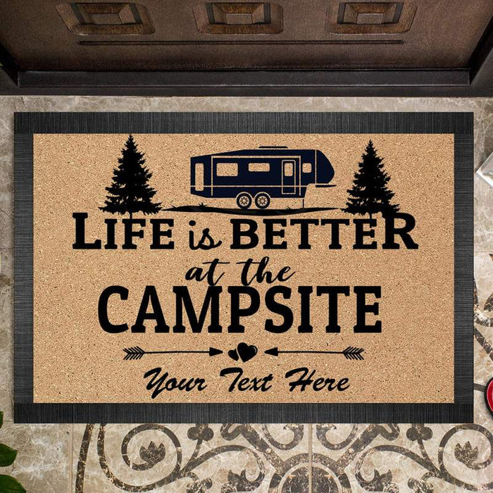 Gosszy Life Is Better Camping Doormat, RV Camper, Motor Home Doormat, Camping Gift Doormat 15x24in-40x60cm