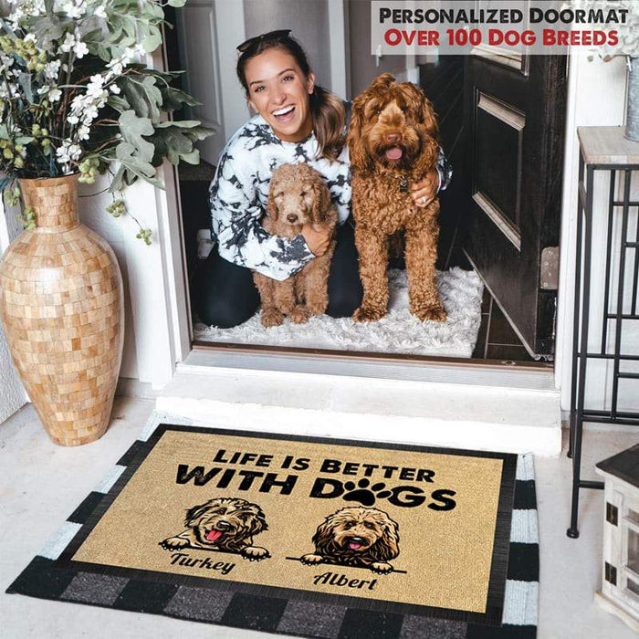 Gosszy Life Is Better With Dog Doormat, Dog Lover Gift, Non-slip Welcome Mats Doormat