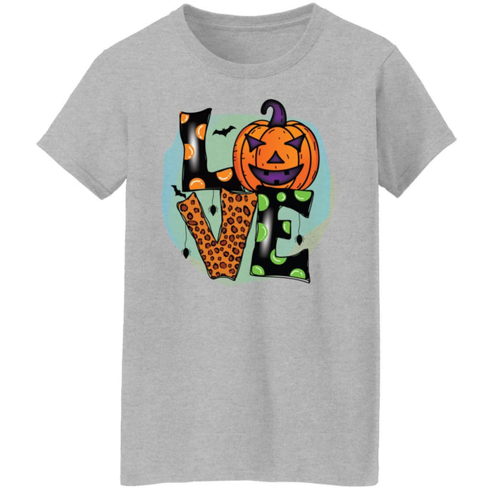 CustomCat Love Pumpkin, Perfect Gift Halloween For Family Apparel G500L Ladies' 5.3 oz. T-Shirt / Sport Grey / S