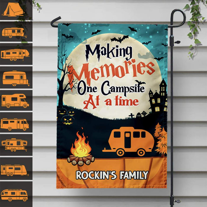 Gosszy Making Memories Camping At Time Garden Flag For Halloween, Camping Gift Garden Flag Flagpole included