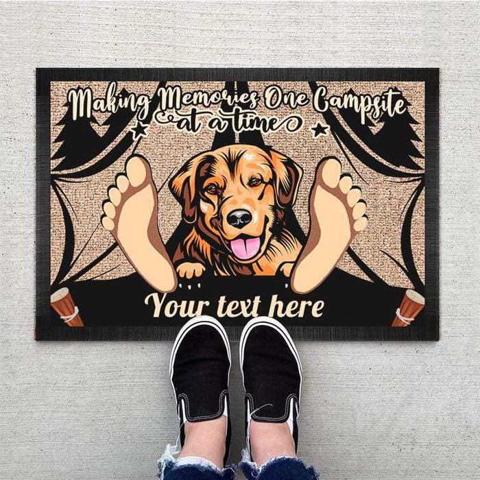 Gosszy Making Memories One Campsite Doormat, Dog Lover Gift, Camping Gift Doormat 15" x 24" / Top: Non-Woven Fabric
