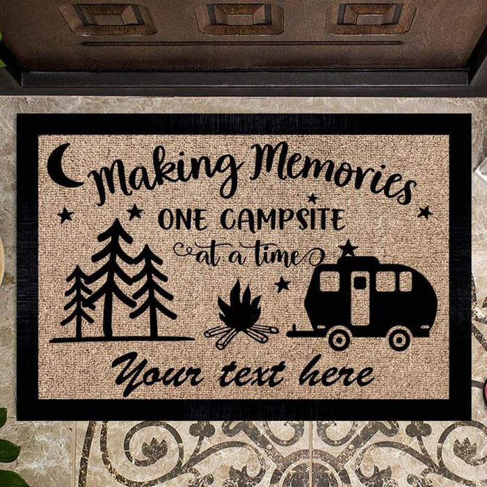 Gosszy Making Memories One Campsite Outdoor Doormat For Camper, RV Camping Gift Doormat