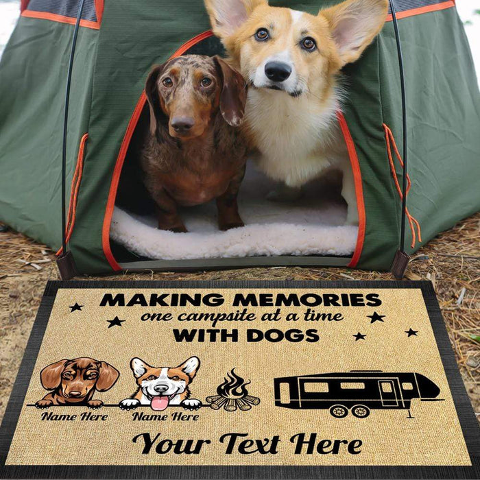 Gosszy Making Memories One Campsite With Dogs Doormat, Dog Lover Gift, Camping Gift Doormat