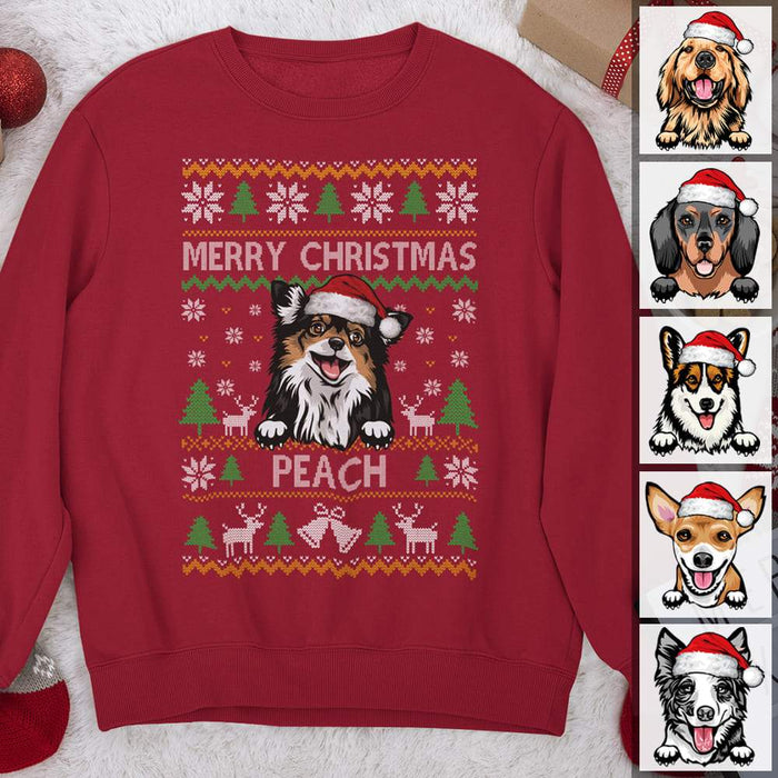 Gosszy Merry Christmas Custom Clipart Dog T-shirt, Dog Love Gift, Dog Christmas sweatshirt Tshirt Pullover Hoodie / Black Color / S