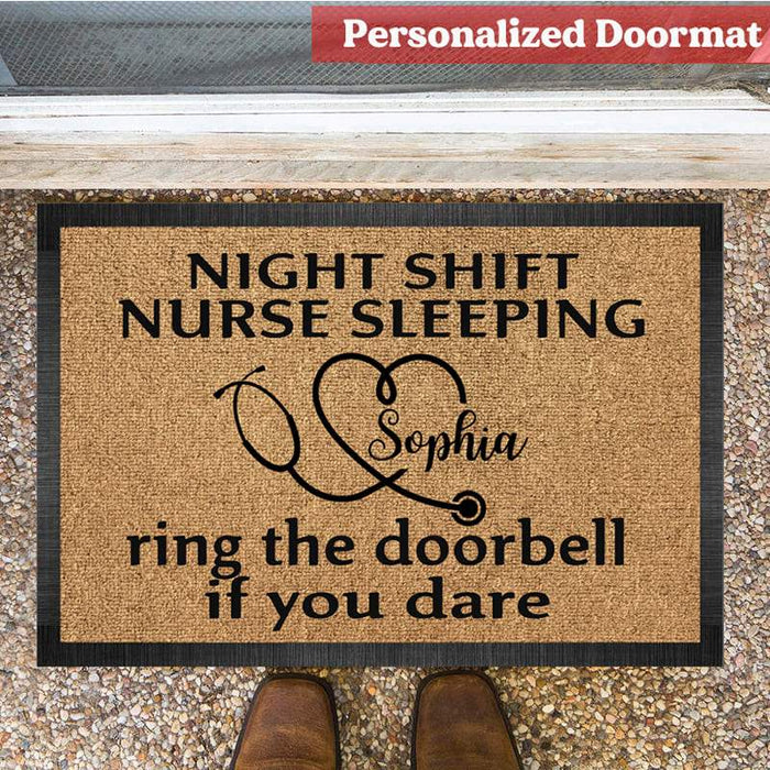 Gosszy Night shift nurse doormat, nursing doormat, gifts for her, funny gifts Doormat 15x24in-40x60cm