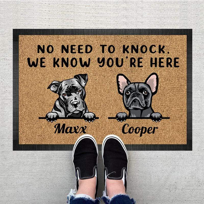 Gosszy No Need To Knock Doormat, Dog Lover Gift, Custom Quotes Doormat 15" x 24"