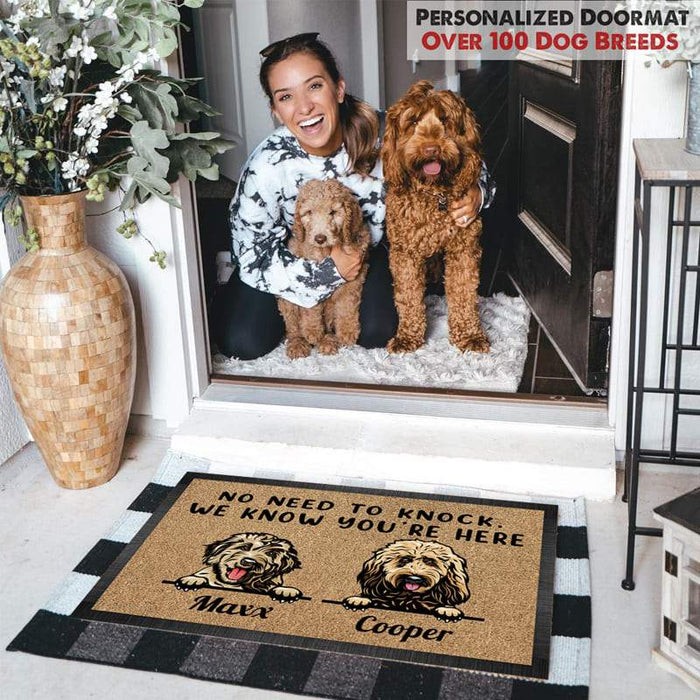 Gosszy No Need To Knock Doormat, Dog Lover Gift, Custom Quotes Doormat